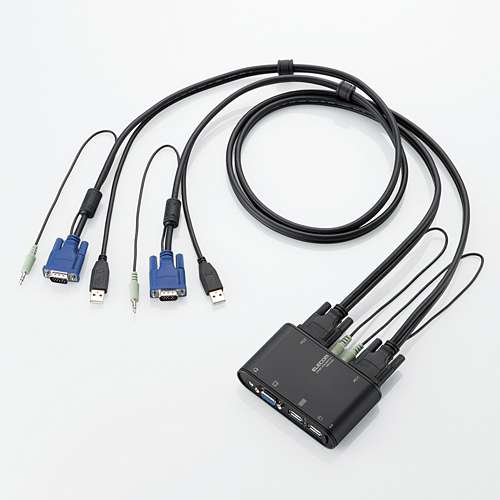 ELECOM KVMパソコン切替器/パソコン切換器/USB接続/KVM/BOX型/2ポート KVM-BU2